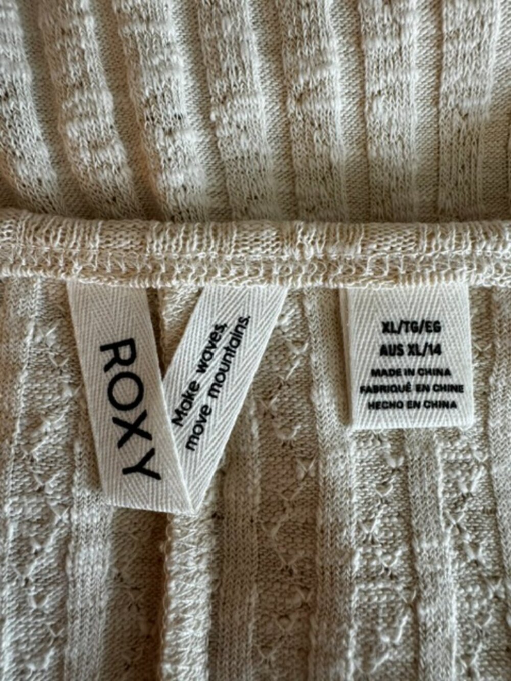 Roxy On Our Way Romper Women Cream Ribbed Knit Adjustable Straps XL NWOT - Picture 6 of 9